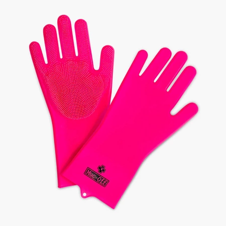 MUC-OFF RĘKAWICE DO MYCIA ROWERU Deep Scrubber Gloves Pink 